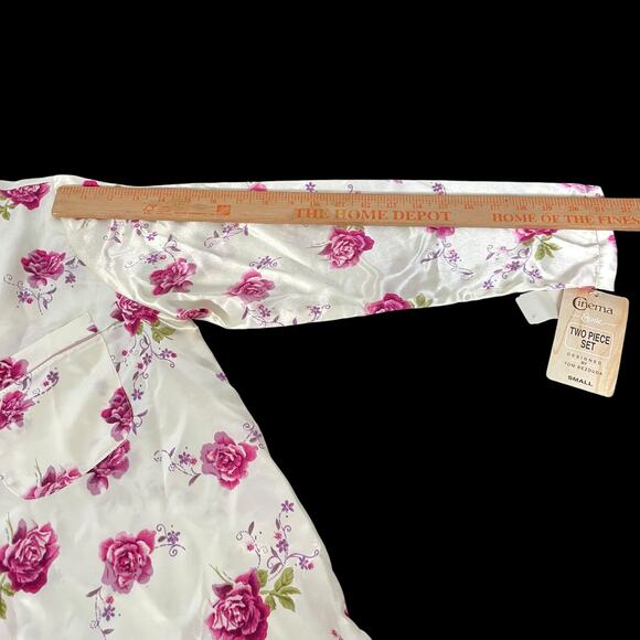 Vintage Cinema Etoile Pajama Set Women Small Floral 2 Piece Silky NOS Tags READ - Picture 14 of 16